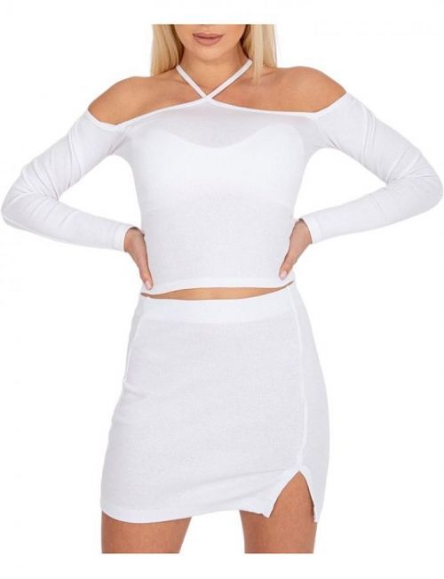 Biela rebrovaná blúzka s dlhým rukávom