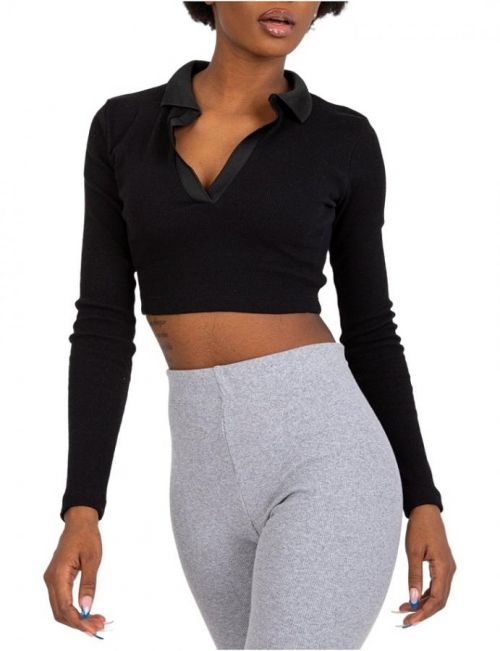 čierny crop top s dlhým rukávom