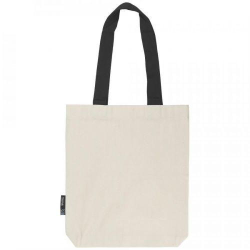 Neutral Nákupná taška s farebnými uškami z organickej Fairtrade bavlny - Přírodní / černá