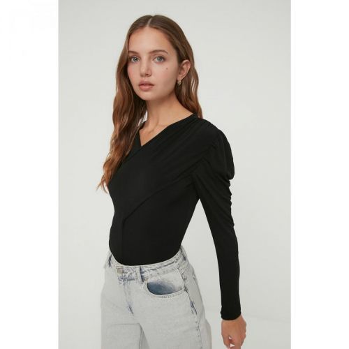 Trendyol Black Drape Detailed Knitted Body