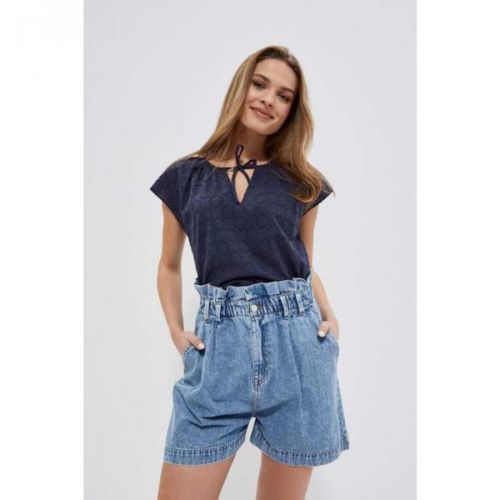 Paperbag denim shorts