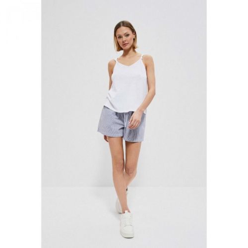 Cotton striped shorts - white
