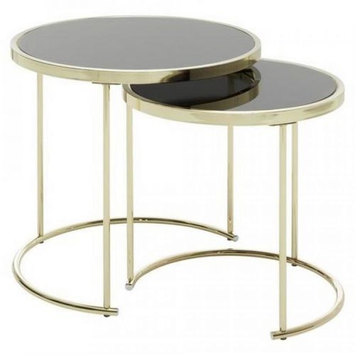 Sada Zasúvacích Stolíkov Cora Čierna/zlatá