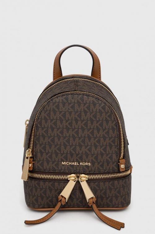 Ruksak MICHAEL Michael Kors dámsky, hnedá farba, malý, vzorovaný