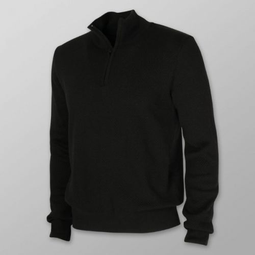 Pánsky sveter čiernej farby s jemným vzorom 13993