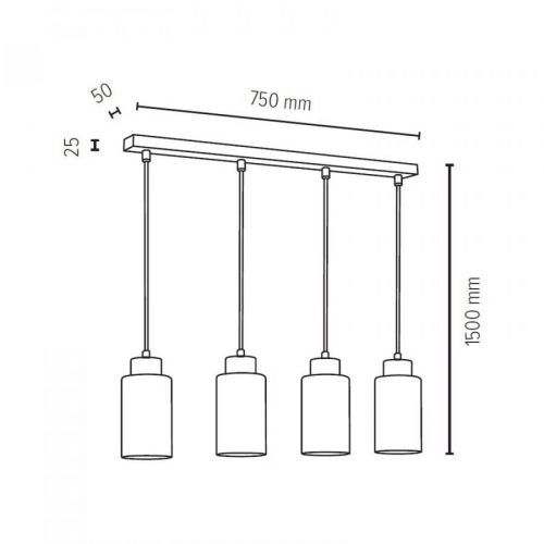 Závesná lampa Vitrio 4-pl podlhovastá čierna/biela