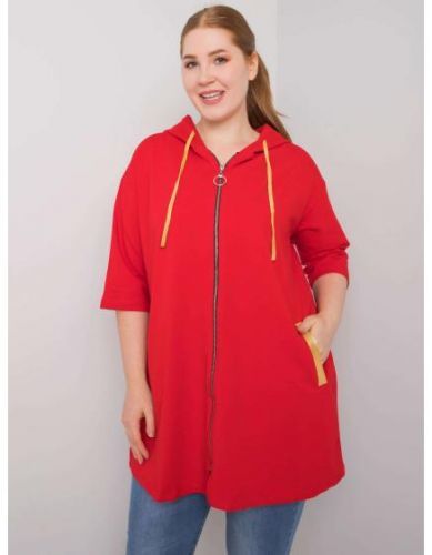 Dámska plus size mikina na zips LOUNES červená