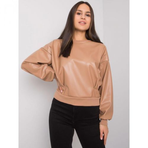 Camel sweatshirt with an Ancora RUE PARIS eco-leather insert