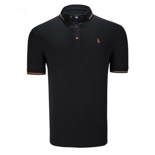T8586 DEWBERRY MENS POLO COLLAR T-SHIRT-DARK BLACK