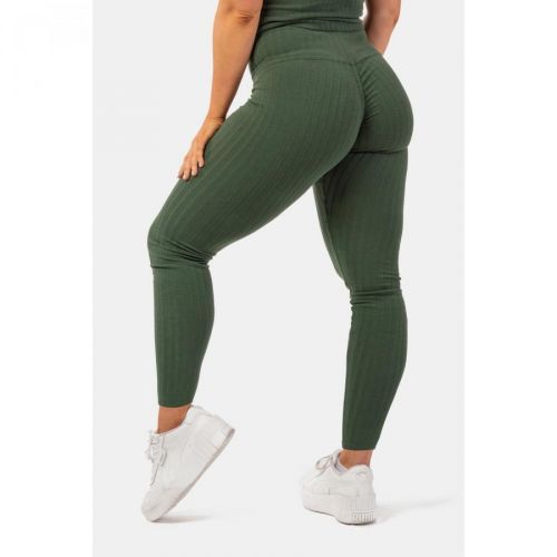 Rebrované High-waist legíny z organickej bavlny M, dark green