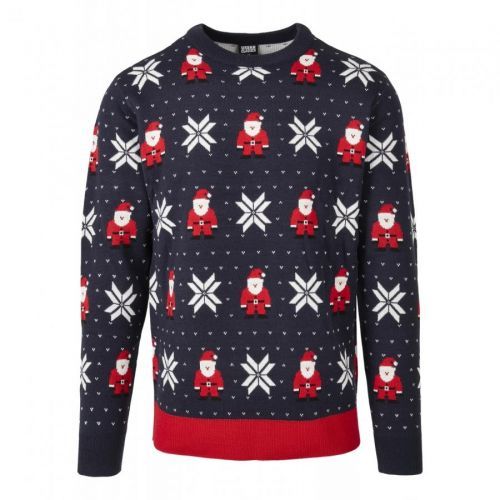 Sveter Urban Classics Nicolaus And Snowflakes - navy, M