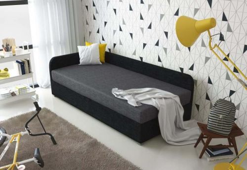 Expedo Čalúnená posteľ QUATTRO + rošt + matrac, 80x200, Sawana05/14, ľavý roh