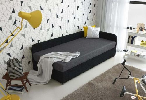 Expedo Čalúnená posteľ QUATTRO + rošt + matrac, 90x200, Sawana05/14, pravý roh