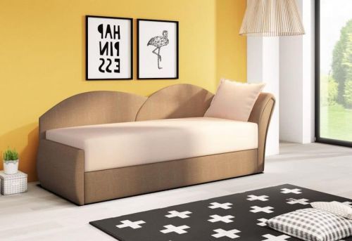 Expedo Rozkladacia pohovka RICCARDO, 200x80x75 cm, béžová + tmavo hnedá, (alova 07/alova 67), pravá