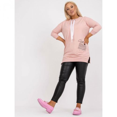 Dusty pink plus size cotton tunic with Sylviane slits
