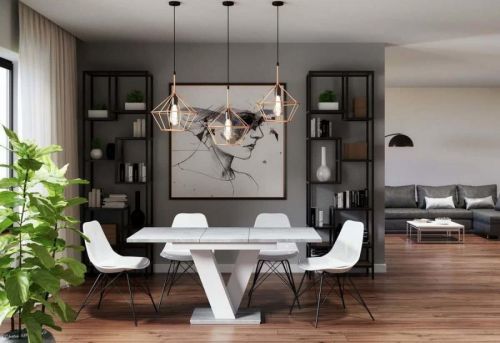 Expedo Rozkladací stolík BLOK, 120-160x75x80, bialy/betón