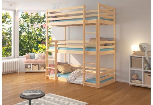 Expedo Detská poschodová posteľ TEDROS + 3x matrac, 80x180, borovica