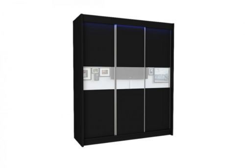 Expedo Skriňa s posuvnými dverami ALEXA + Tichý dojazd, čierna / biele sklo, 180x216x61