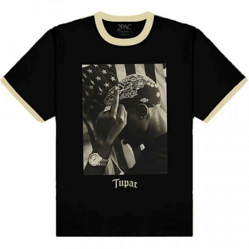 2Pac tričko Flag Photo Čierna XXL
