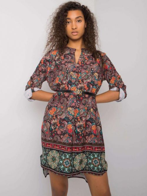 Šaty DHJ SK 5766.60 čierna a červená jedna veľkosť