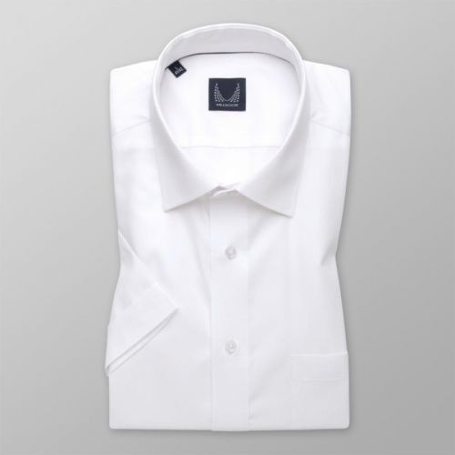 Pánska slim fit košeľa bielej farby s jemným pruhovaným vzorom 14005