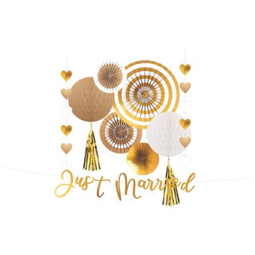 Amscan Svadobná dekoračná sada - Just Married Golden