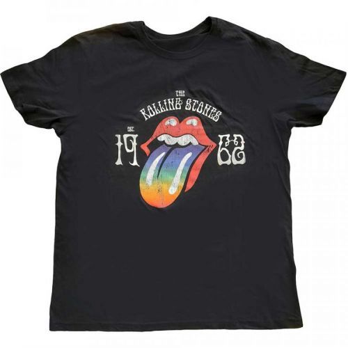 The Rolling Stones tričko Sixty Rainbow Tongue '62 Čierna XXL