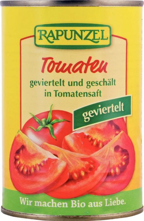 Rapunzel Rajčiny lúpané štvrtené 400g
