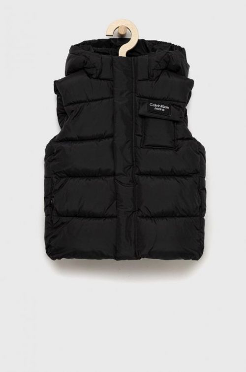Detská vesta Calvin Klein Jeans čierna farba,