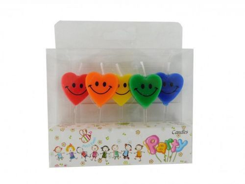 MAKRO - Sviečky sada 5ks, srdiečka úsm