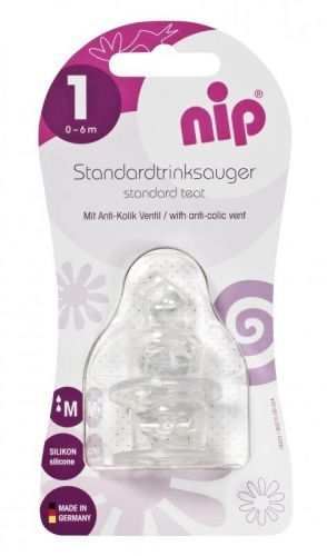 NIP Dudlík ortodontický, anatomický, silikon, M, 0-6m, 2ks