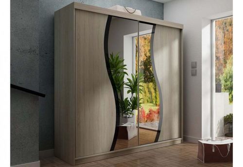 Expedo Šatníková skriňa so zrkadlom TALIA 9, 200x200x62, sonoma