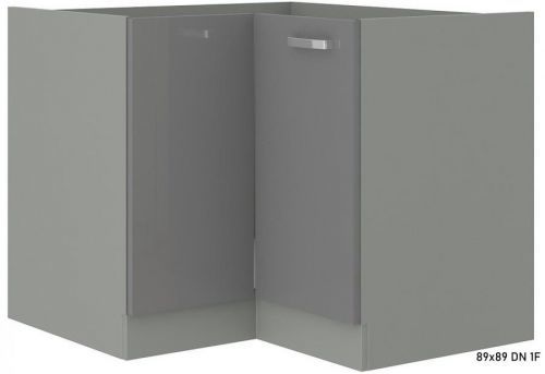 Expedo Kuchynská skrinka dolná rohová GRISS 89x89 DN 1F BB, 89/89x82x52, sivá/sivá lesk