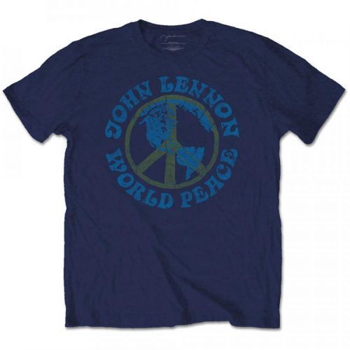John Lennon - Tričko World Peace - Muž, Unisex, Modrá, XXL