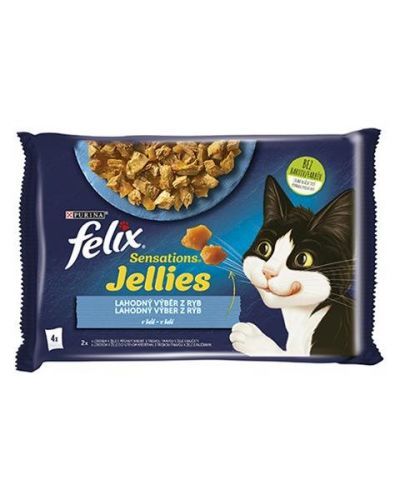 Nestlé FELIX Sensations cat Multipack losos a krevety&treska a paradajka želé kapsička 4x85 g