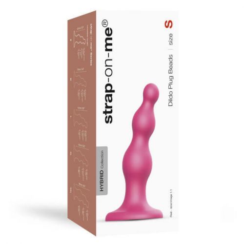 STRAP-ON-ME DILDO PLUG BEADS METALLIC RASPBERRY PINK - S