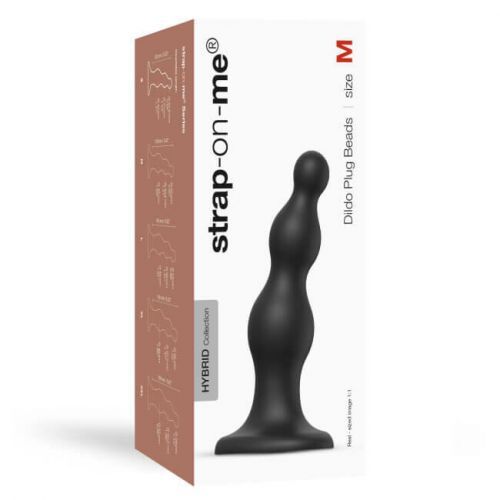 STRAP-ON-ME DILDO PLUG BEADS BLACK - M