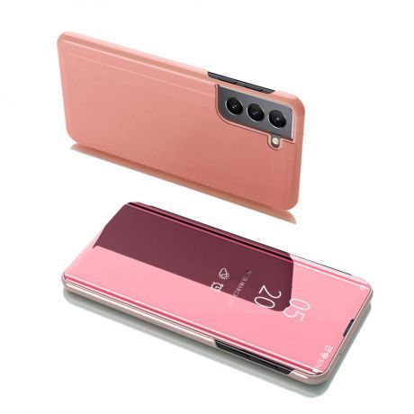MG Clear View knižkové puzdro na Samsung Galaxy S22 Plus, ružové