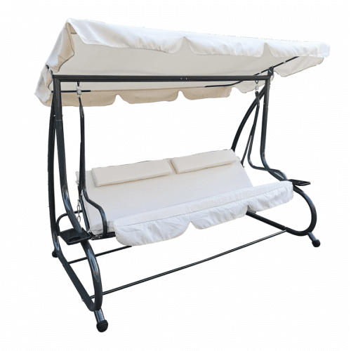 Zahradní houpačka, rozkládací, béžová/šedá, NAILA