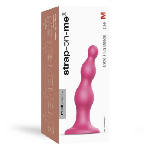 STRAP-ON-ME DILDO PLUG BEADS METALLIC RASPBERRY PINK - M