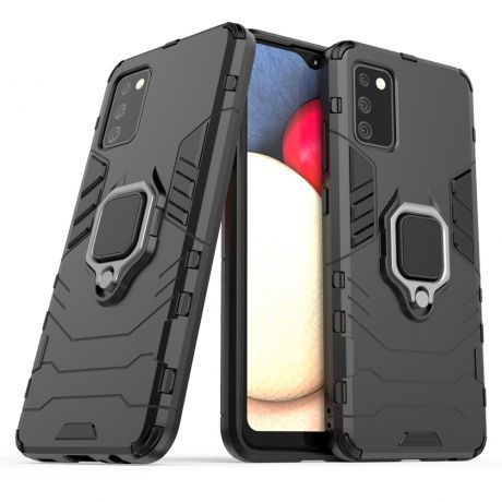 MG Ring Armor plastový kryt na Samsung Galaxy A03s, čierny