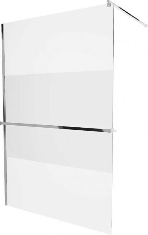 MEXEN/S - KIOTO Sprchová zástena WALK-IN s poličkou a držiakom uterákov 90 x 200 cm, transparent/matné sklo 8 mm, chróm 800-090-121-01-35