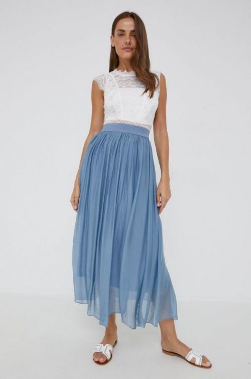 Sukňa Answear Lab tmavomodrá farba, maxi, áčkový strih