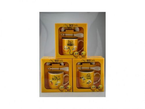 MAKRO - Hrnček 370ml, tanierik, lyžička rôzne dekory