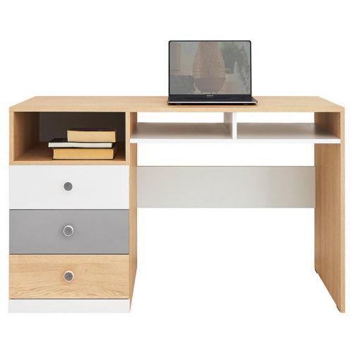 Polička Pixel Px8 sušienkový dub / biely lux / sivý