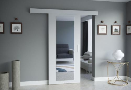 Expedo Posuvné dvere so zrkadlom FUNES II, 90x204, biela