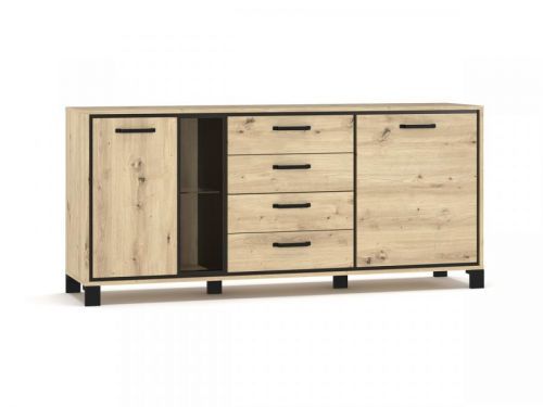 NABBI Vinap CH-2D4DRWRS dvojdverová komoda so zásuvkami dub artisan / wenge tmavá
