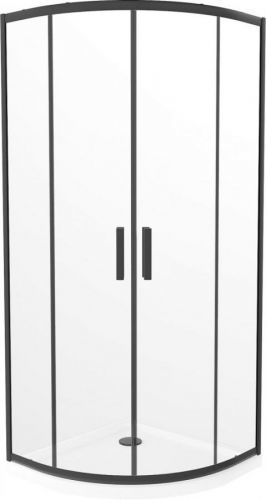 MEXEN/S - Rio Sprchovací kút 80 x 80 cm, transparent, čierny + vanička vrátane sifónu 863-080-080-70-00-4110B