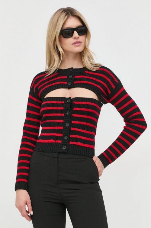 Vlnený kardigán Red Valentino dámsky, čierna farba,