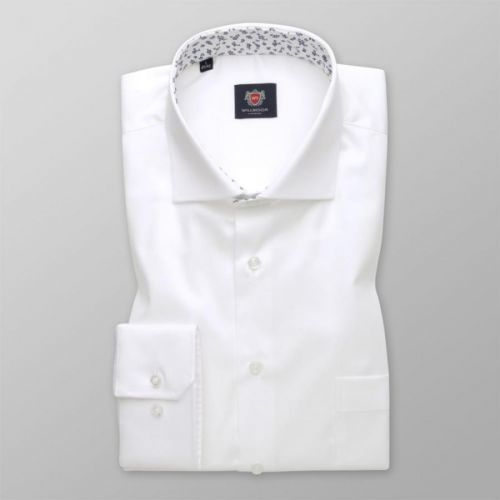 Pánska košeľa slim fit biela s kontrastnými prvkami pod golierom 14108